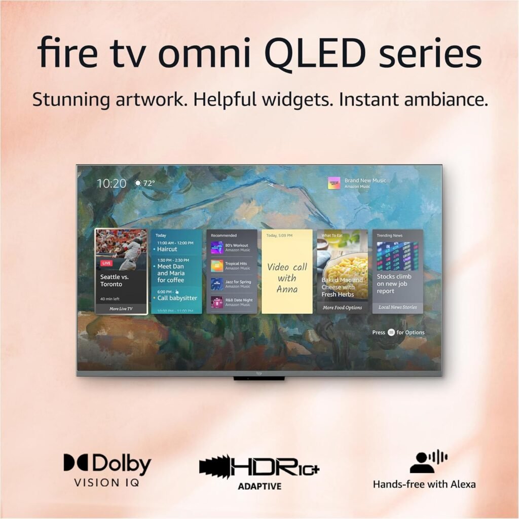 Amazon Fire TV 55 Omni QLED Series 4K UHD smart TV, Dolby Vision IQ, Fire TV Ambient Experience, local dimming, hands-free with Alexa