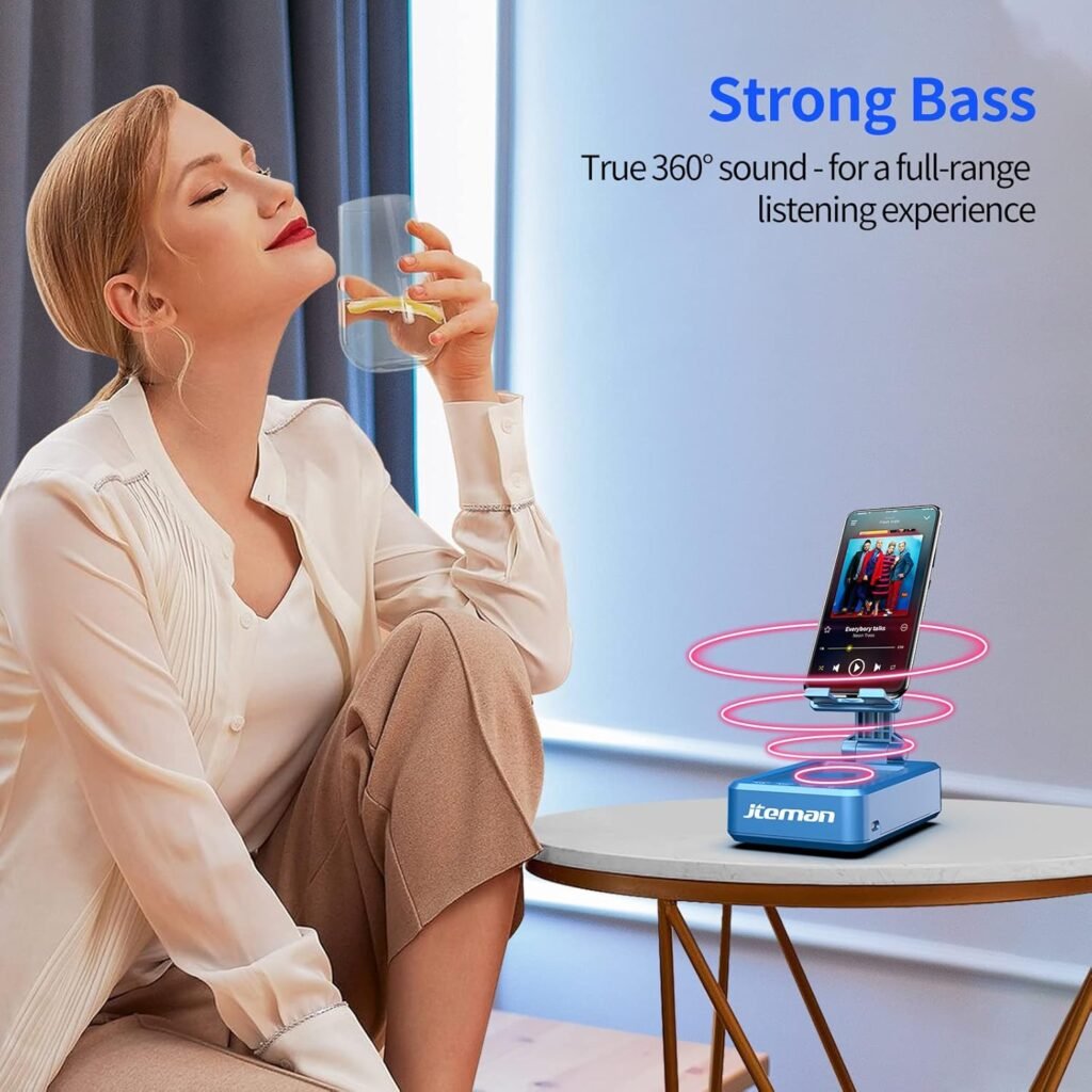 Cell Phone Stand with Wireless Bluetooth Speaker and Anti-Slip Base HD Surround Sound Perfect for Home and Outdoors with Bluetooth Speaker for Desk Compatible with iPhone/ipad/Samsung Galaxy