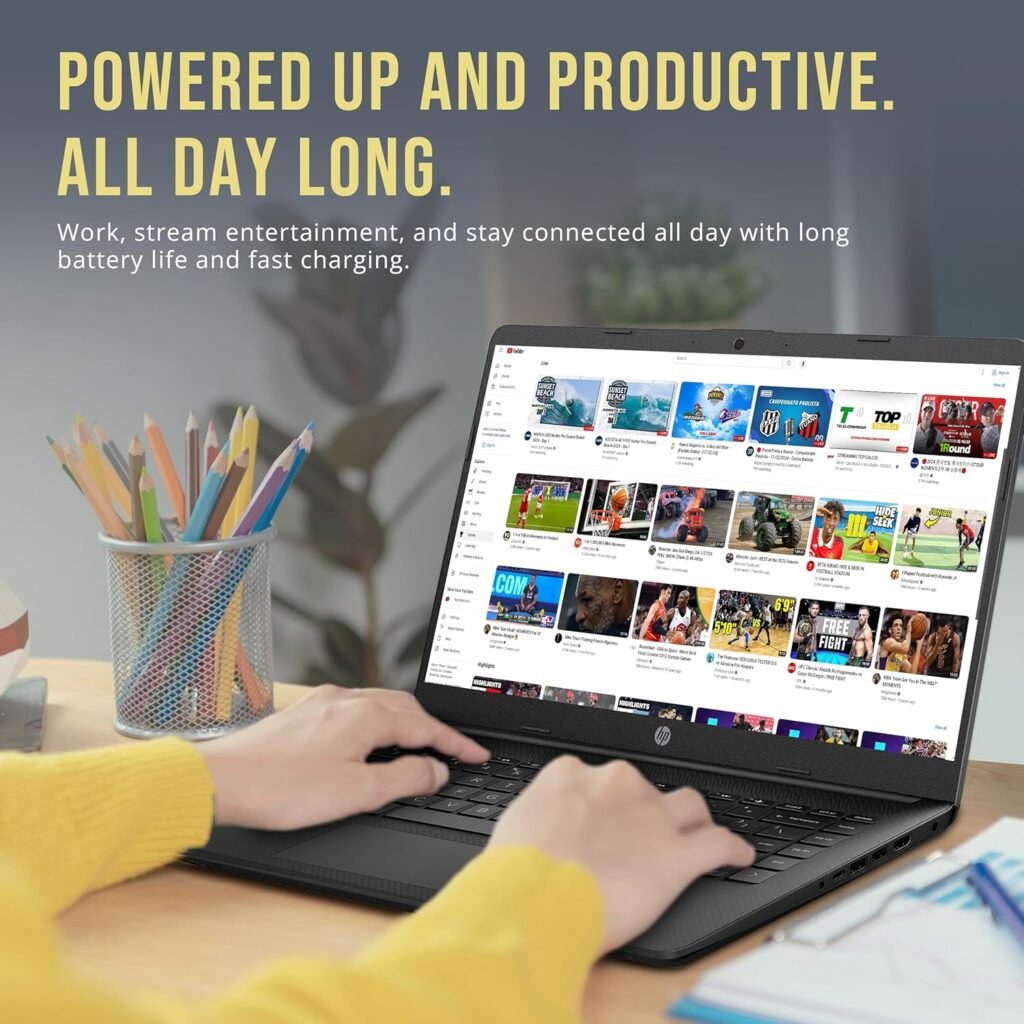 HP Stream 14 HD BrightView Laptop, Intel Celeron N4120, 16GB RAM, 288GB Storage (128GB eMMC + 160GB Docking Station Set), Intel UHD Graphics, 720p Webcam, Wi-Fi, 1 Year Office 365, Win 11 S, Silver