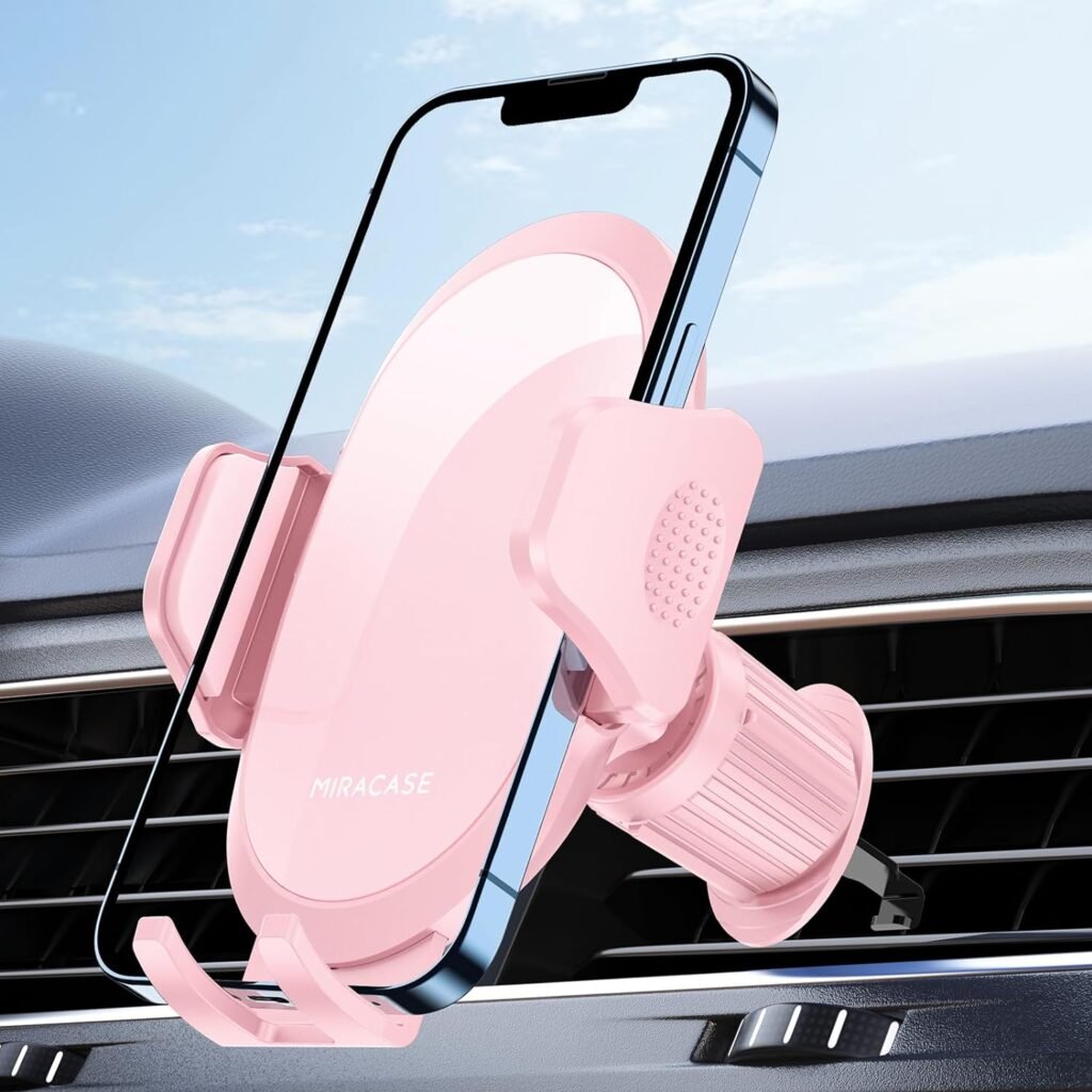 Miracase Phone Holders for Your Car with Newest Metal Hook Clip, Air Vent Cell Phone Car Mount, Universal Automobile Cradle Fit for iPhone Android and All Smartphones, Dark Black