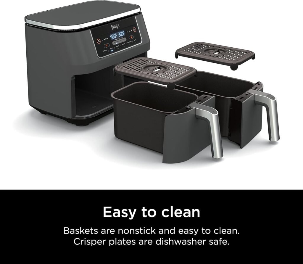 Ninja Air Fryer, Thermometer, Roast, Bake, Air Fry, Crisps, Broil, Reheats, Keep Warm, 10-in-1, Fries, Frozen Food, Veggies, and Meat, Quick Meals, Healthy Meals, Less Oil, 10 QT, Grey, DZ550​