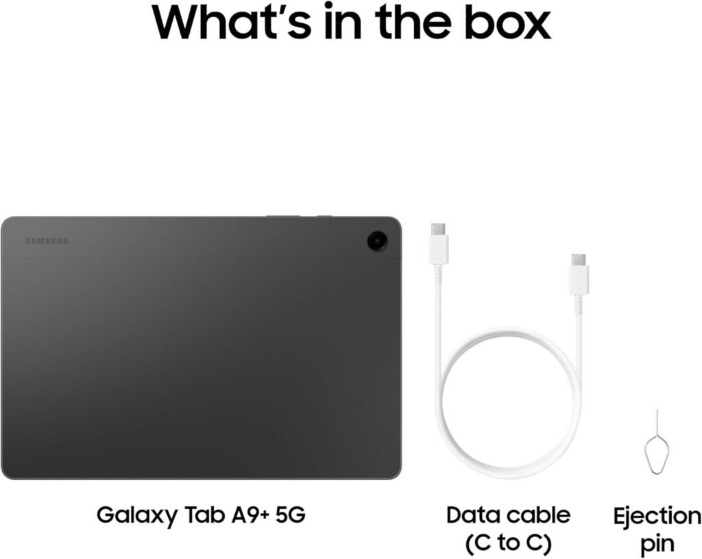 Samsung Galaxy Tab A9+ Plus 11” 64GB Android Tablet, Big Screen, Quad Speakers, Upgraded Chipset, Multi Window Display, Slim, Light, Durable, Kids Friendly Design, US Version, 2024, Silver