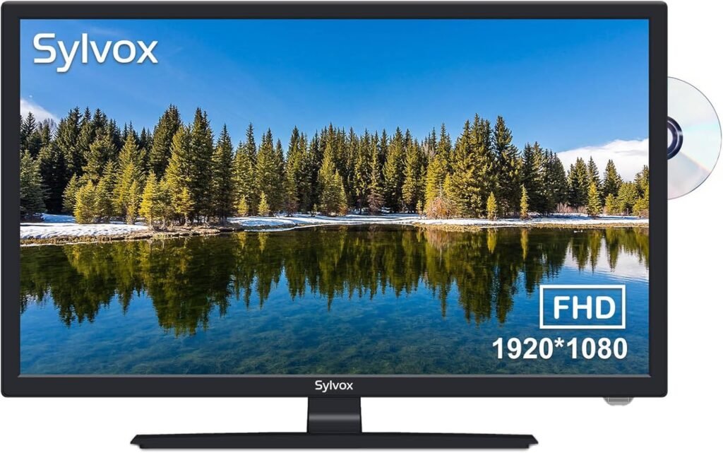 SYLVOX 27 Inch Smart TV 12/24 Volt TV 1080P FHD RV TV Android 11.0 Built-in Digital Video Disc Player with WiFi, Wireless Connection and Digital Noise Reduction Function