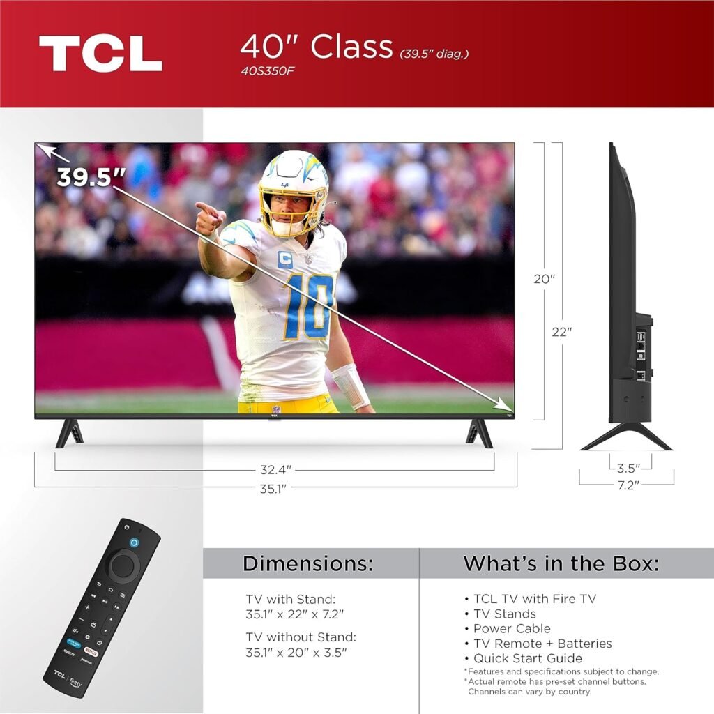 TCL 32-Inch Class S3 1080p LED Smart TV with Fire TV (32S350F, 2023 Model), Alexa Built-in, Apple AirPlay Compatibility, Streaming FHD Television,Black